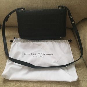 New Brandon Blackwood Black Leather Croc Hand Bag